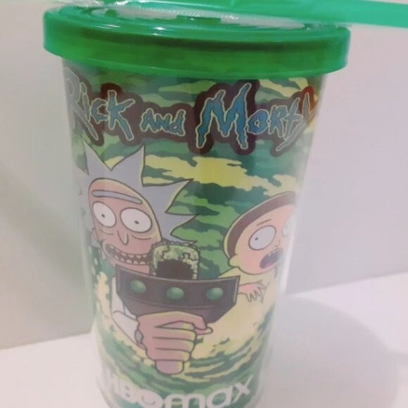 Rick & Morty HBO Max Green Tumbler 10-14 Oz with Lid & Straw NWOT - Picture 5 of 6